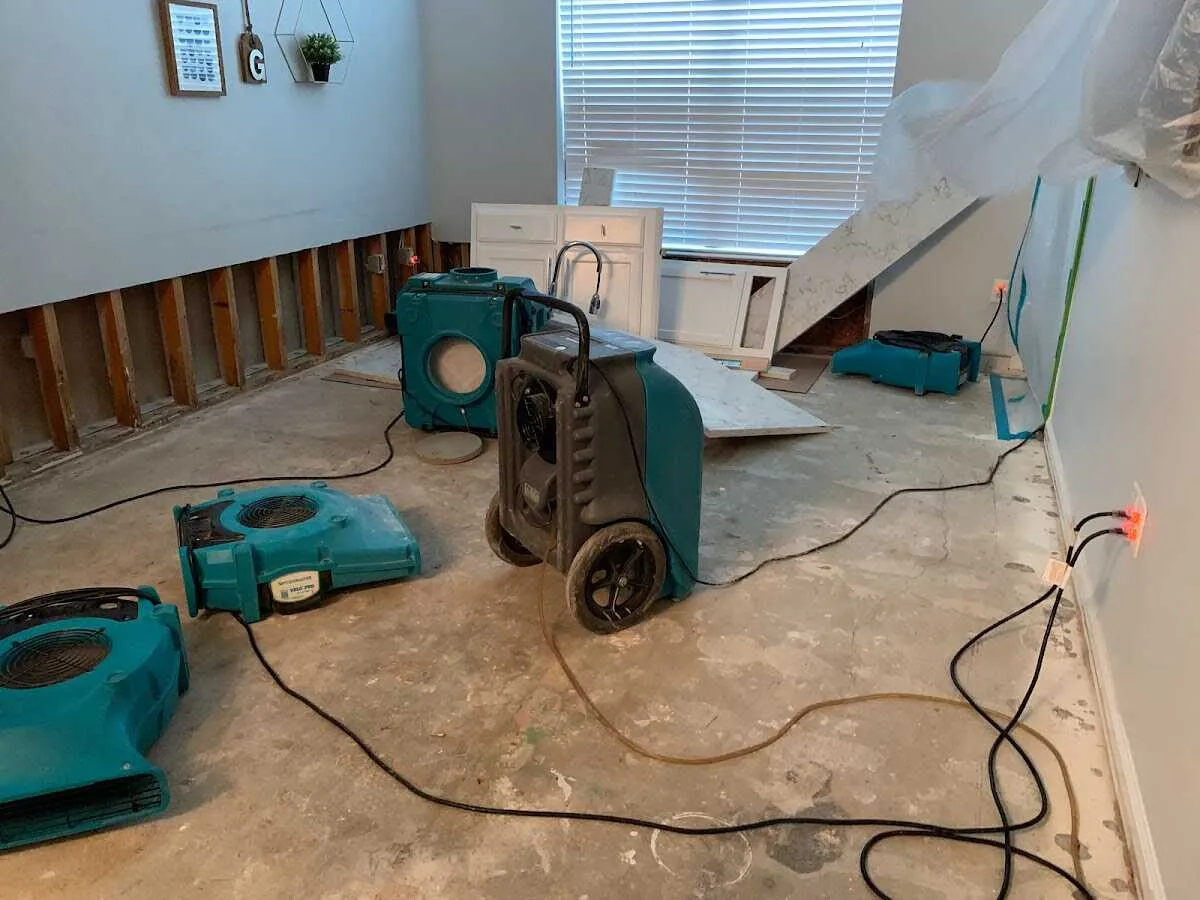 Dehumidifier in flood-cut room for Water Damage Restoration in Catalina Foothills
